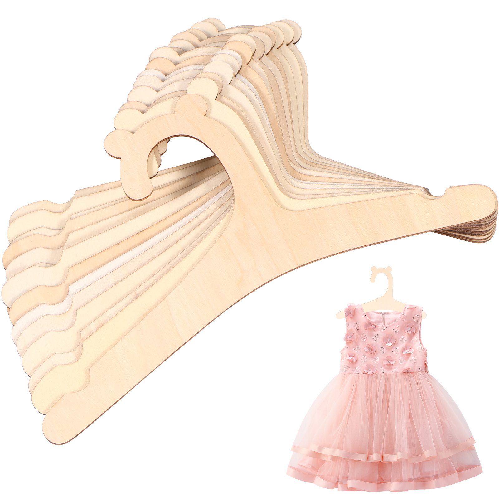 Baby Nursery Closet - 20Pcs Wooden Kids Hangers 9 inch