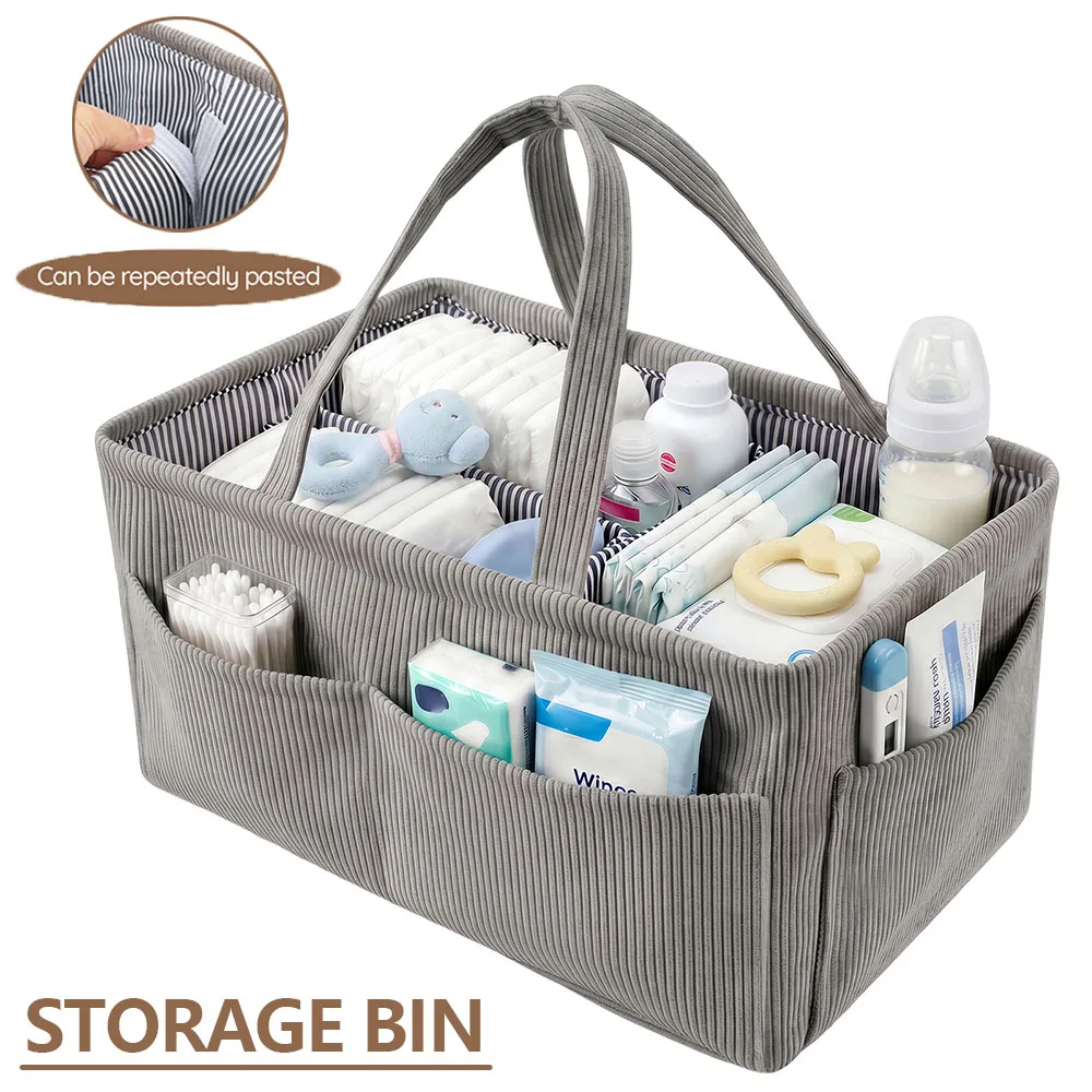 Baby Nursery Organiser - Baby Nappy Caddy Organizer Foldable Corduroy