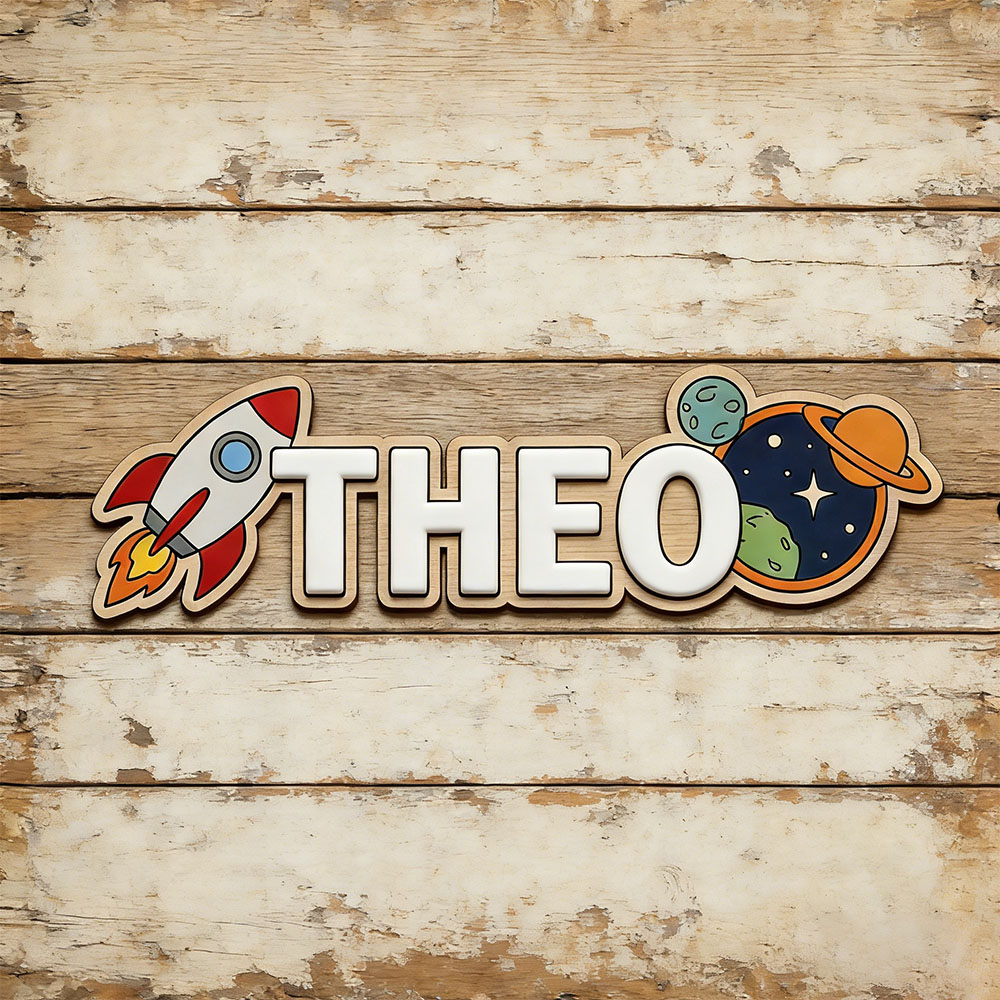 Baby Nursery Sign - Personalized Space Rocket Name Sign for
