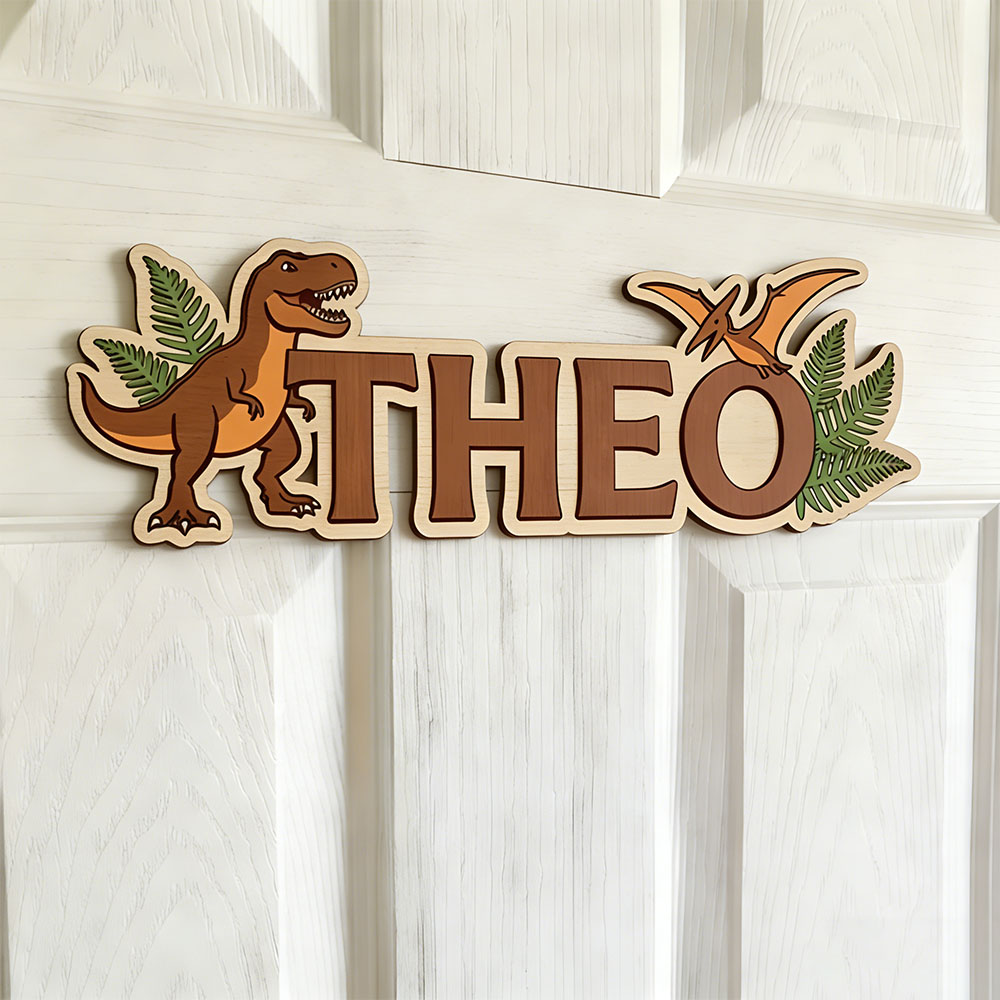 Baby Nursery Sign - Personalized Dinosaur Name Sign for The