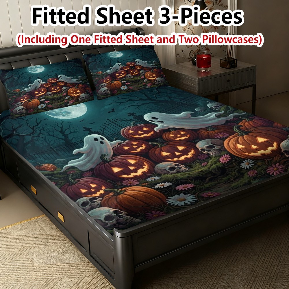 Baby Nursery Themes - Halloween Pumpkin Ghost Fitted Sheet Mattress