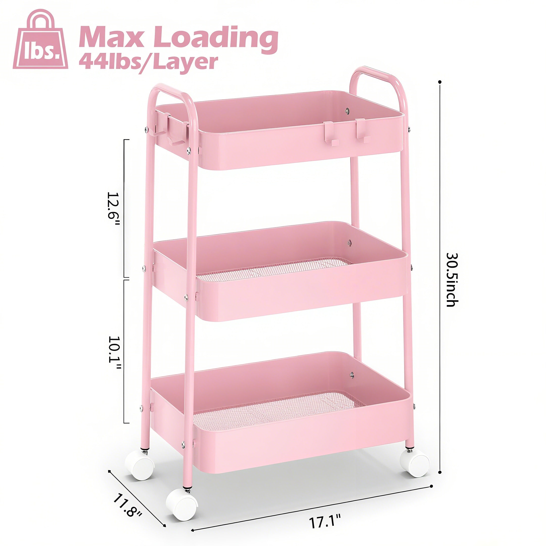 3 Tier Metal Rolling Cart With - Baby Nursery Unit ulasan dan harga
