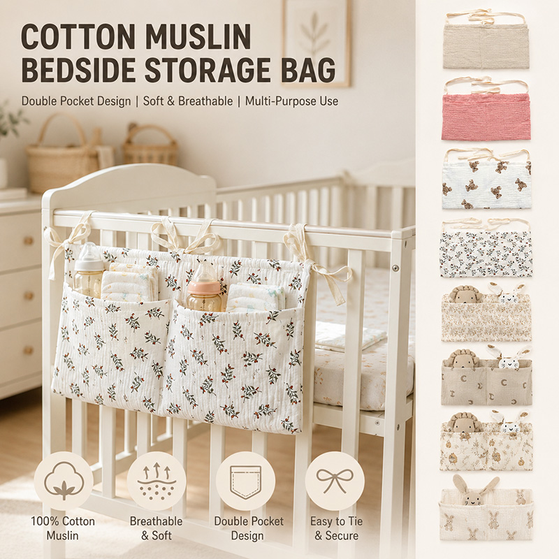 Muslin Baby Crib Organizer Cot - Baby Nursery Organiser ulasan dan harga