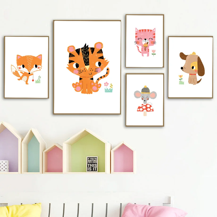 Large-sized 1pc frameless Canv - Baby Zoo Nursery ulasan dan harga
