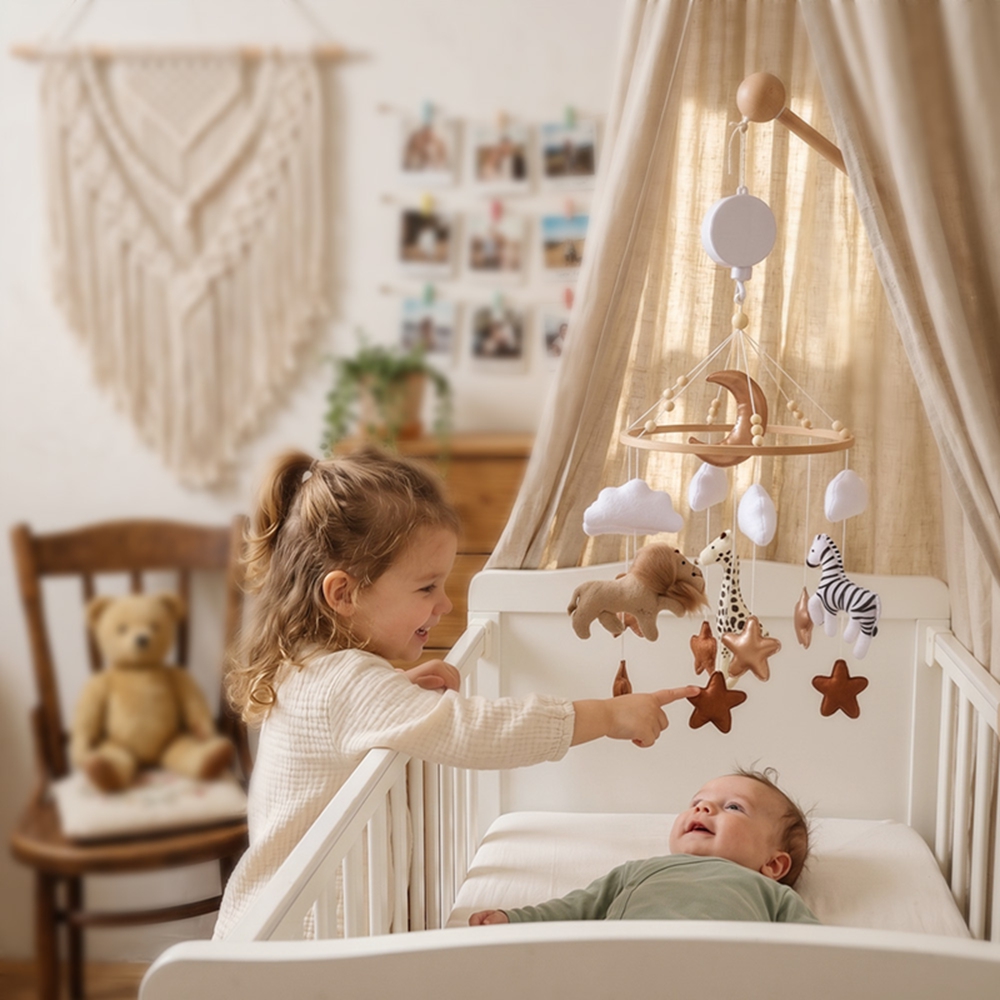 Wooden Bed Bell Baby Crib Mobi - Baby Nursery Organizer ulasan dan harga