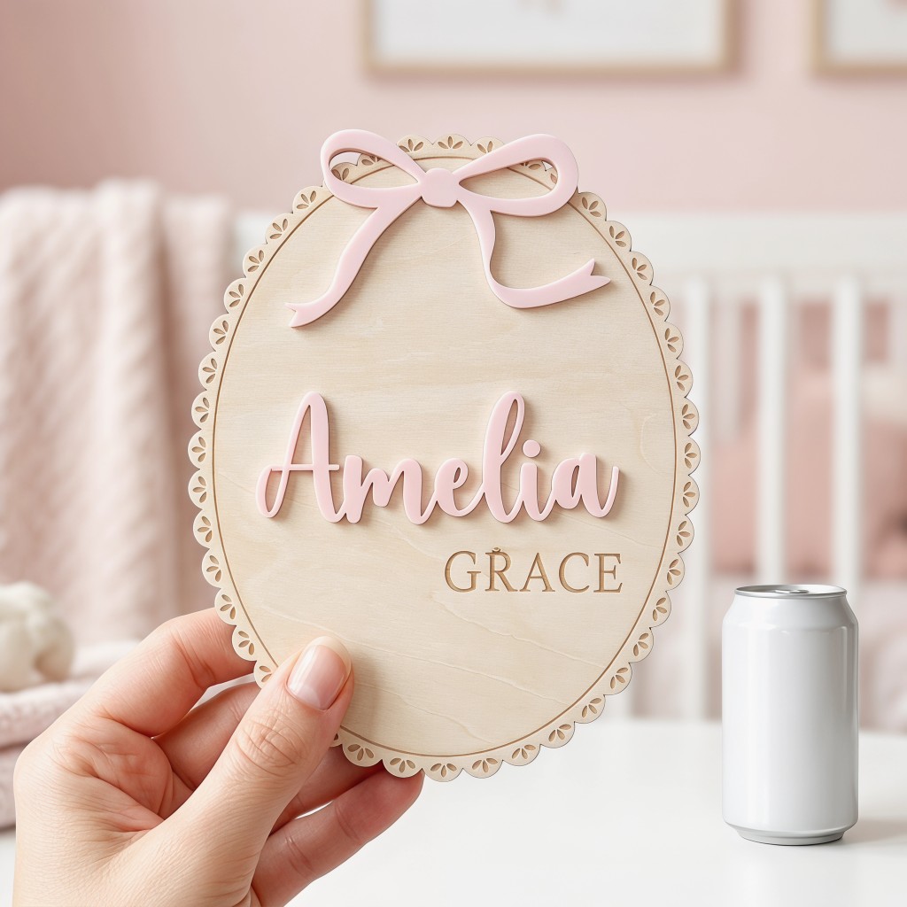 1Pc Custom Bow Lace Edge Baby  - Baby Nursery Name ulasan dan harga