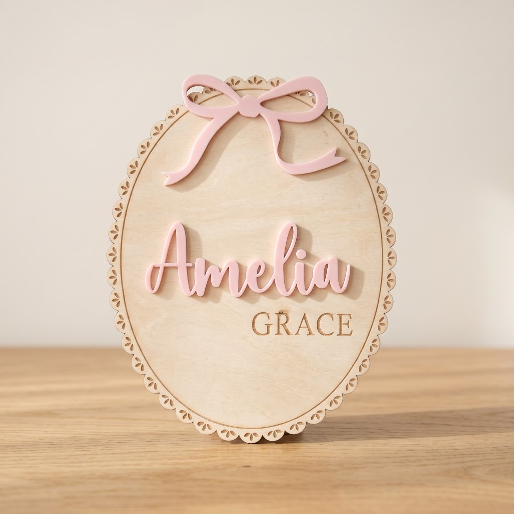 1Pc Custom Bow Lace Edge Baby  - Baby Nursery Name ulasan dan harga