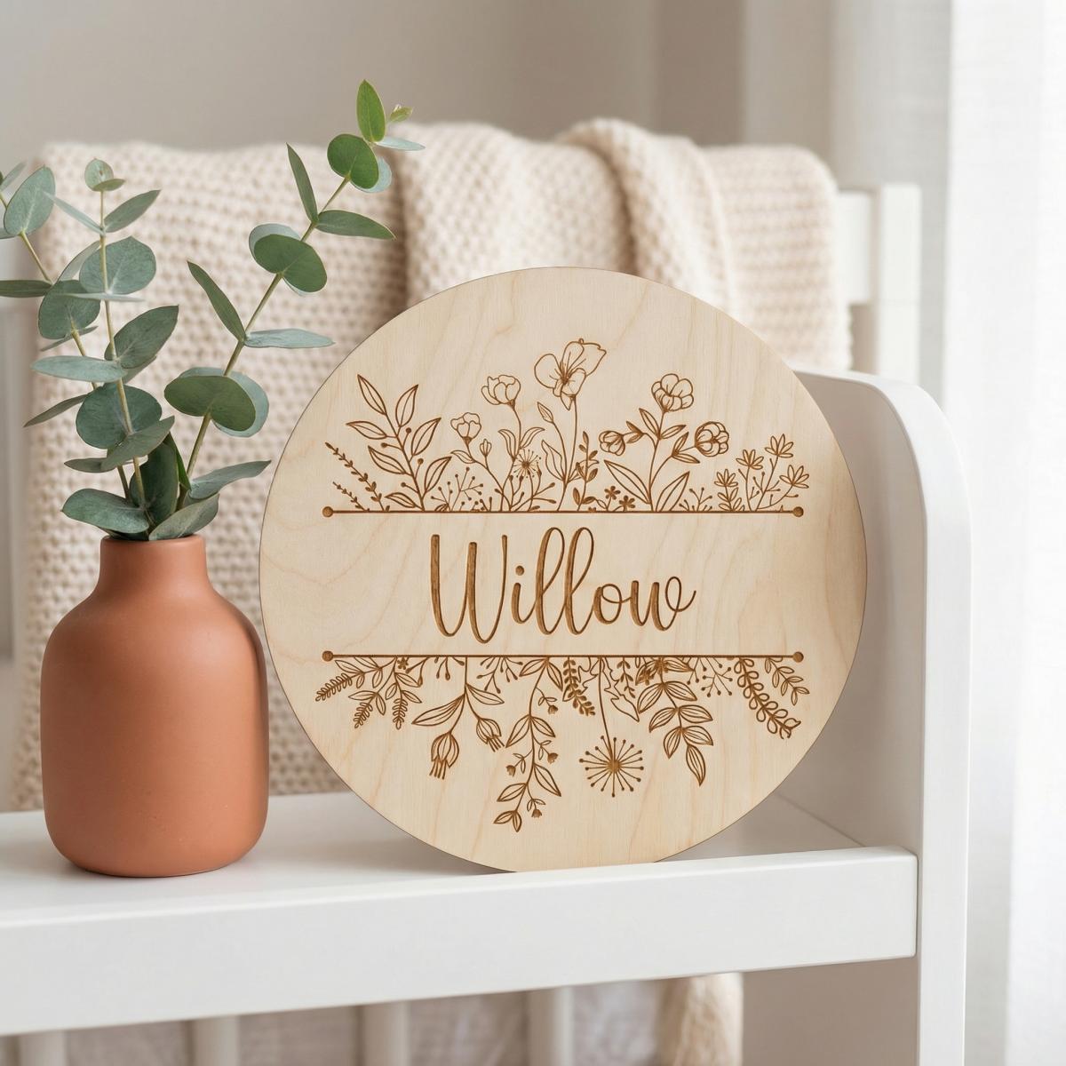 Personalized Floral Round Wood - Baby Nursery Name ulasan dan harga