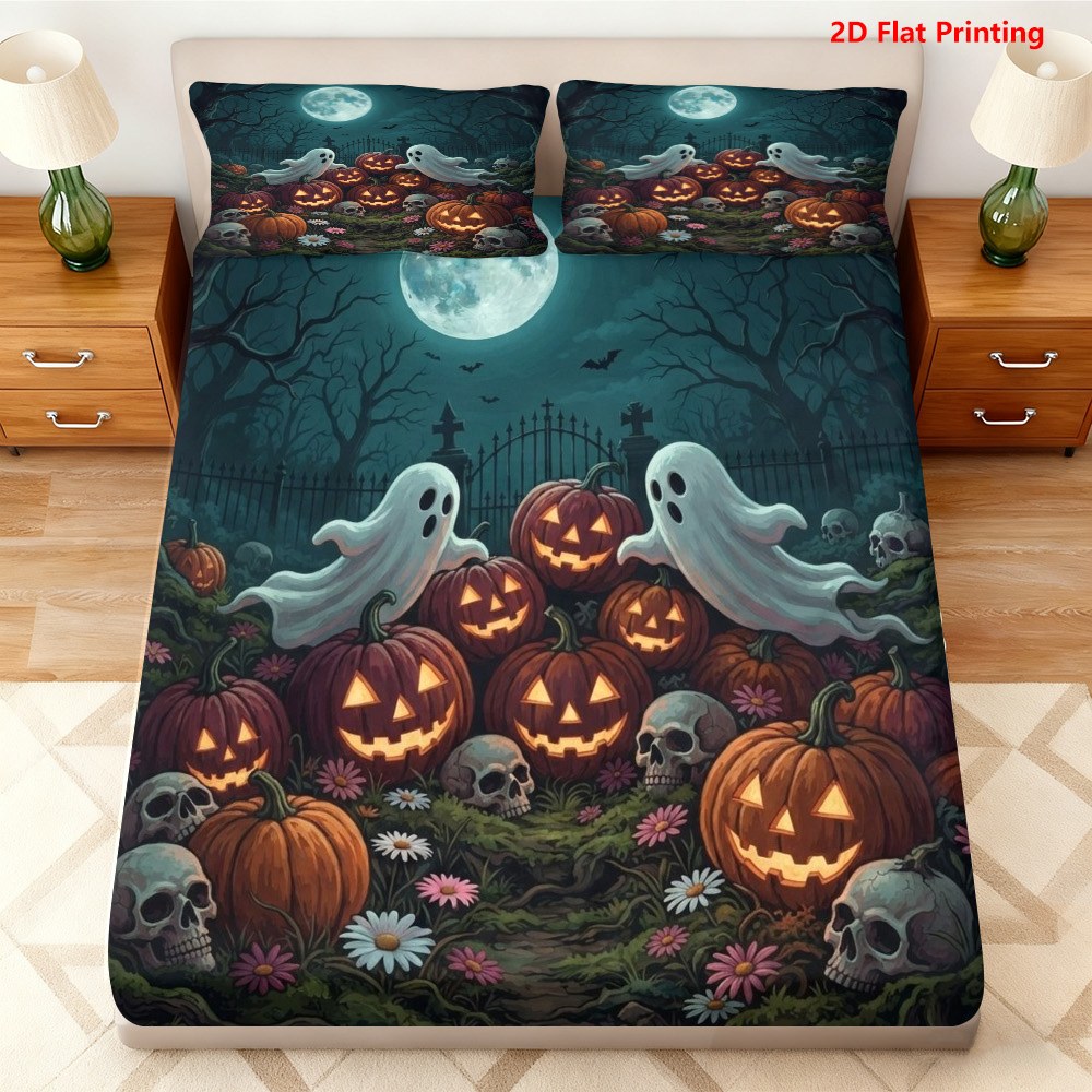 Halloween Pumpkin Ghost Fitted - Baby Nursery Themes ulasan dan harga