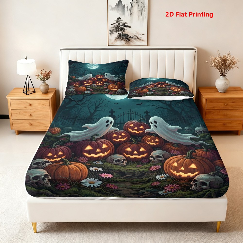 Halloween Pumpkin Ghost Fitted - Baby Nursery Themes ulasan dan harga