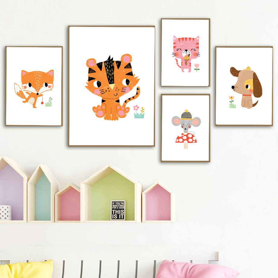 1pc frameless Canvas Painting  - Baby Zoo Nursery ulasan dan harga