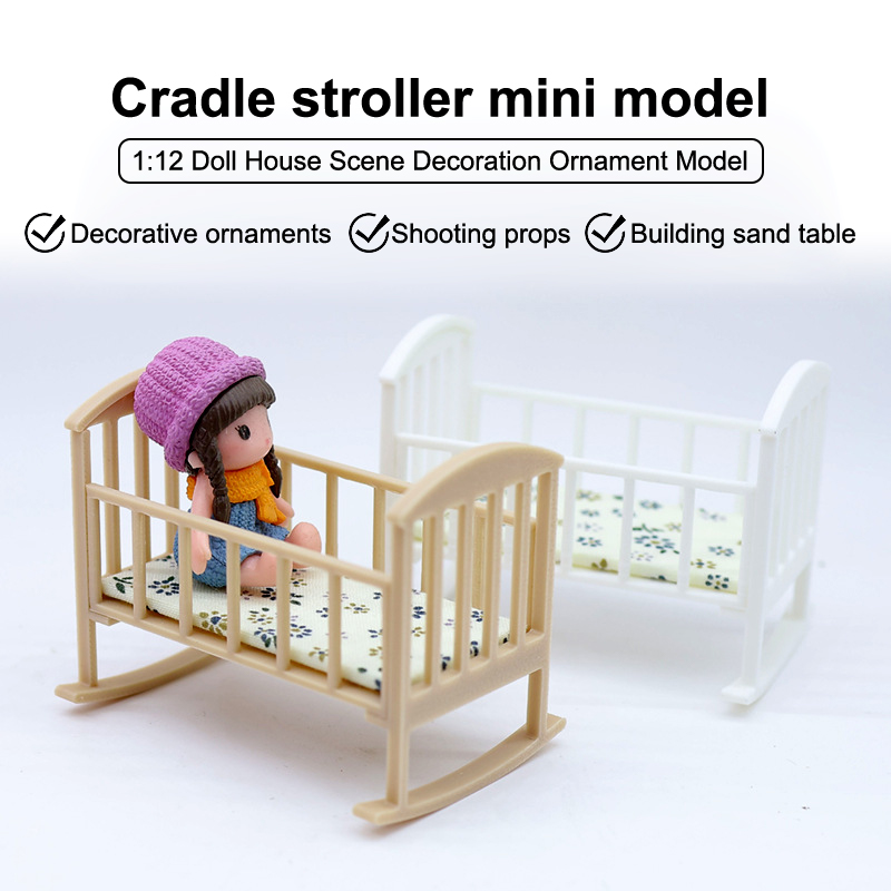⭐HOT❗ 1/12 Dollhouse Mini Crad - Baby Nursery Dolls ulasan dan harga