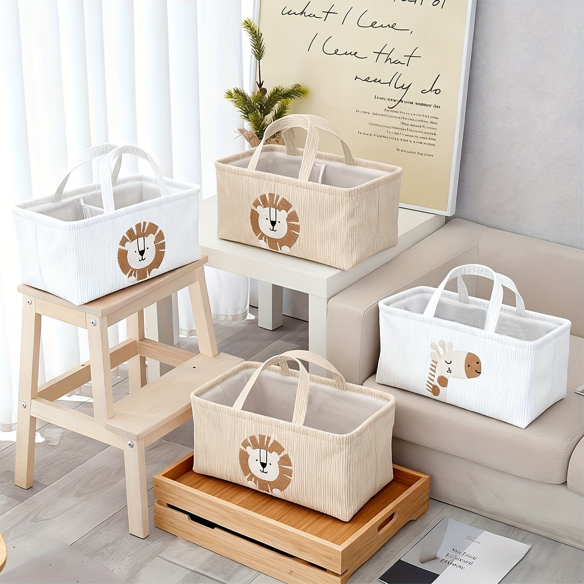 Cute Lion Diaper Caddy Foldabl - Baby Nursery Organiser ulasan dan harga