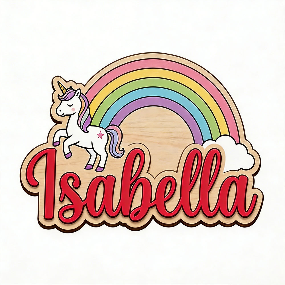 Unicorn & Pastel Rainbow Custo - Baby Nursery Name ulasan dan harga