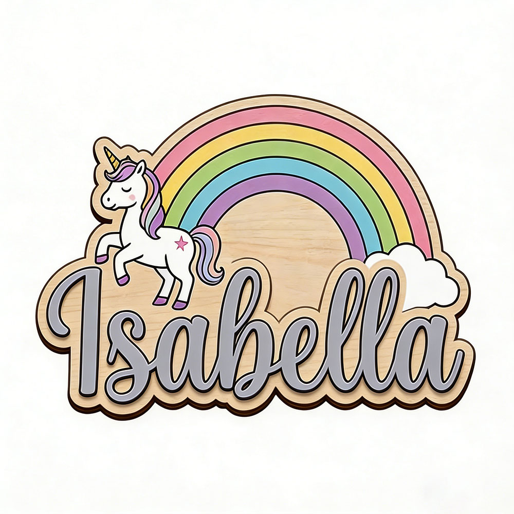 Unicorn & Pastel Rainbow Custo - Baby Nursery Name ulasan dan harga