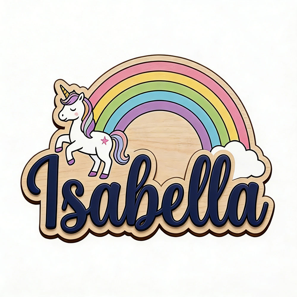 Unicorn & Pastel Rainbow Custo - Baby Nursery Name ulasan dan harga