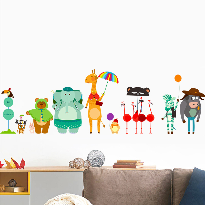 Cartoon Zoo Bus Station Wall S - Baby Zoo Nursery ulasan dan harga