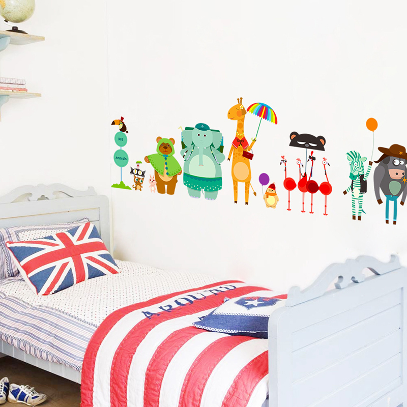 Cartoon Zoo Bus Station Wall S - Baby Zoo Nursery ulasan dan harga
