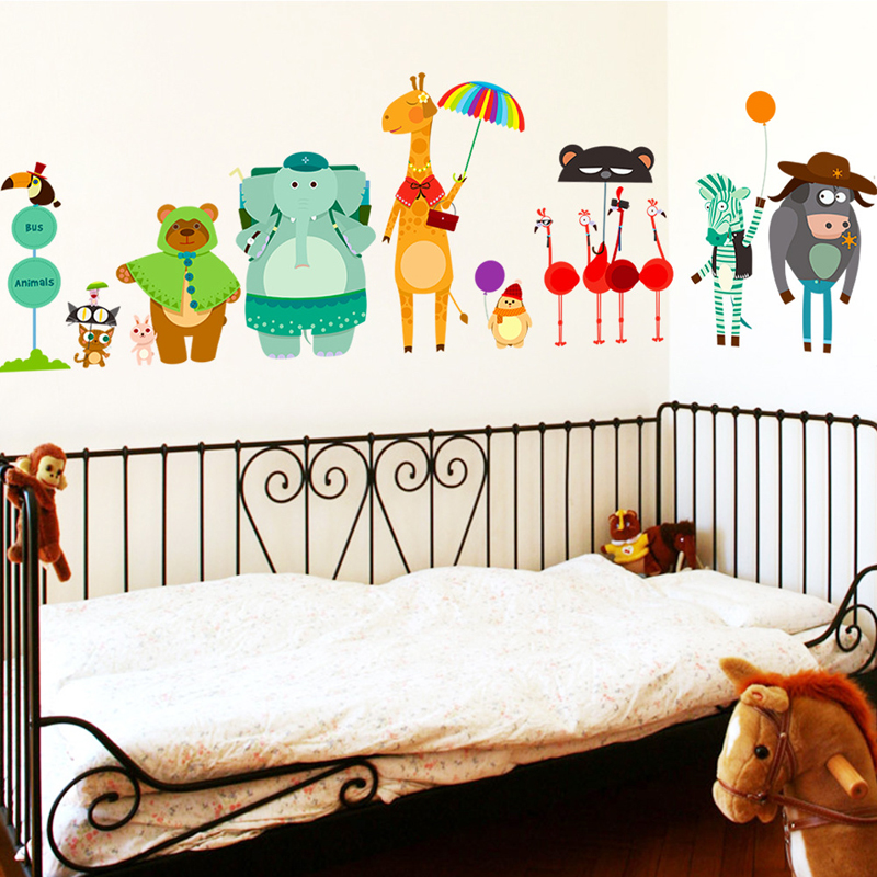 Cartoon Zoo Bus Station Wall S - Baby Zoo Nursery ulasan dan harga