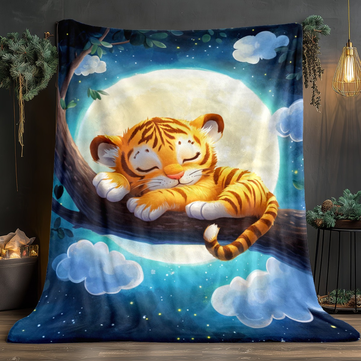 Cute sleeping tiger on tree br - Baby Nursery Themes ulasan dan harga
