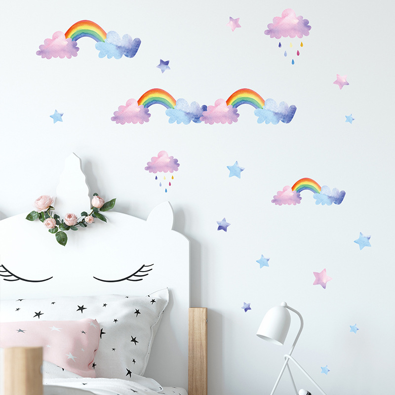 Cartoon Cloud Rainbow Wall Sti - Baby Nursery Layout ulasan dan harga