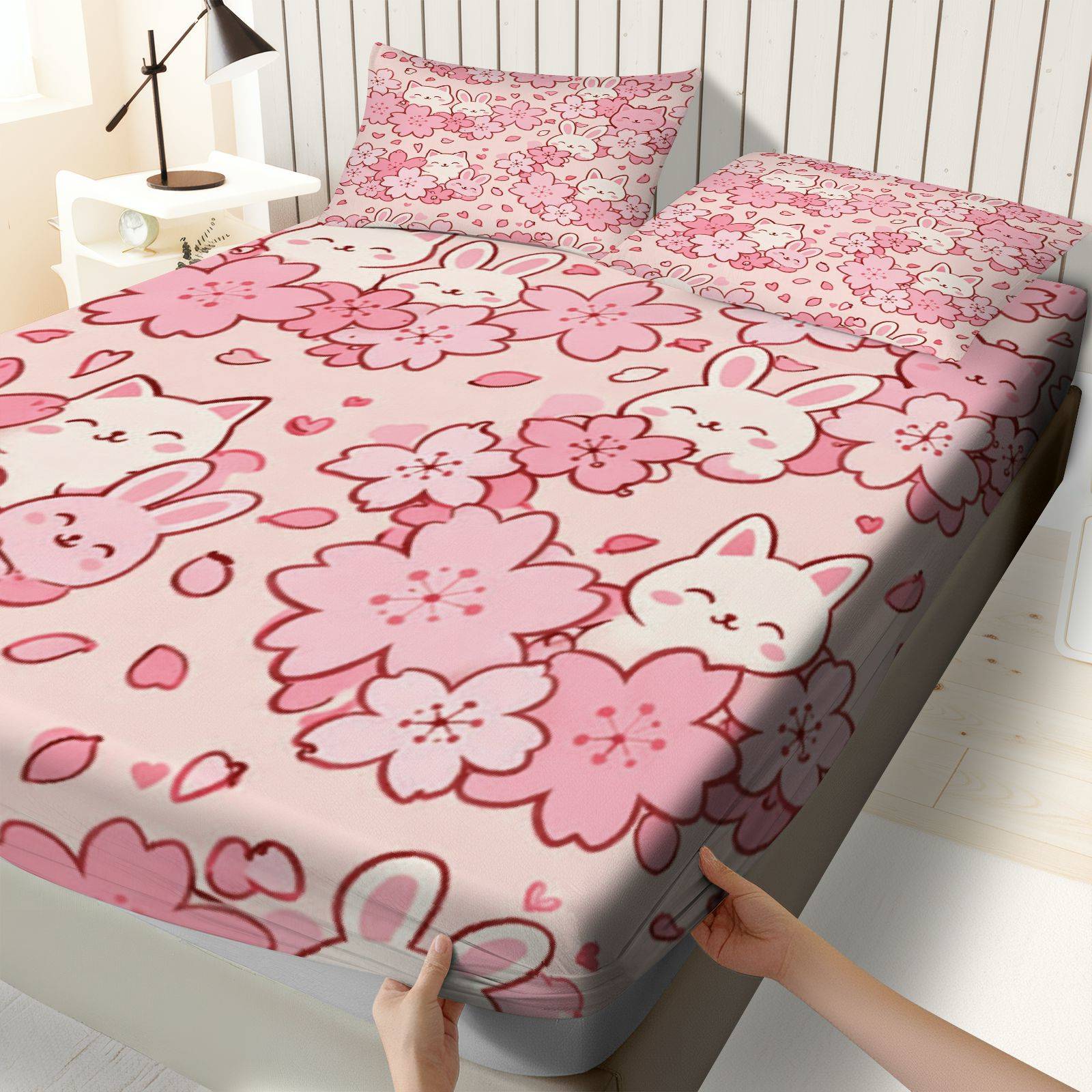 Sakura Rabbit Cat Bedding Set, - Baby Nursery Themes ulasan dan harga