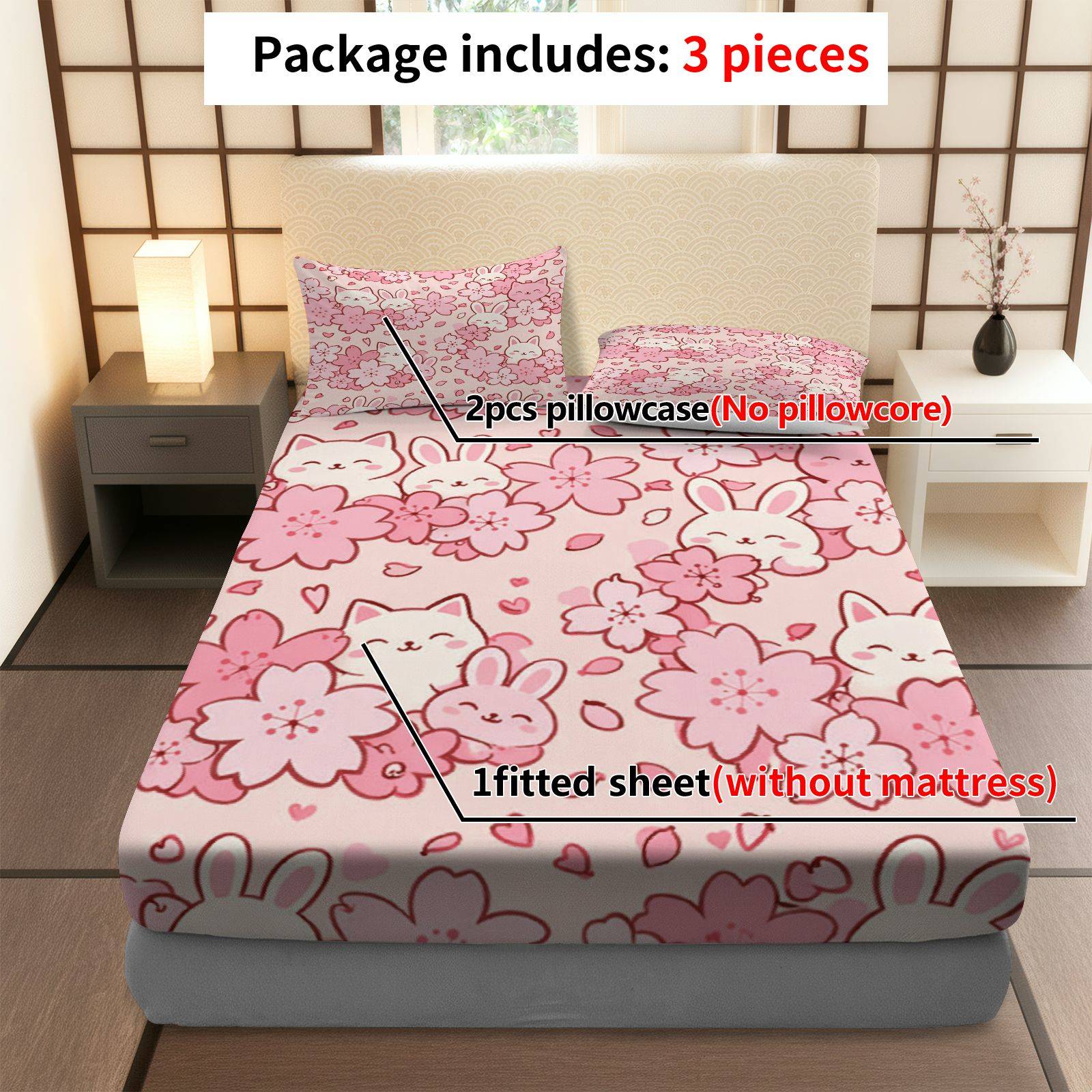 Sakura Rabbit Cat Bedding Set, - Baby Nursery Themes ulasan dan harga