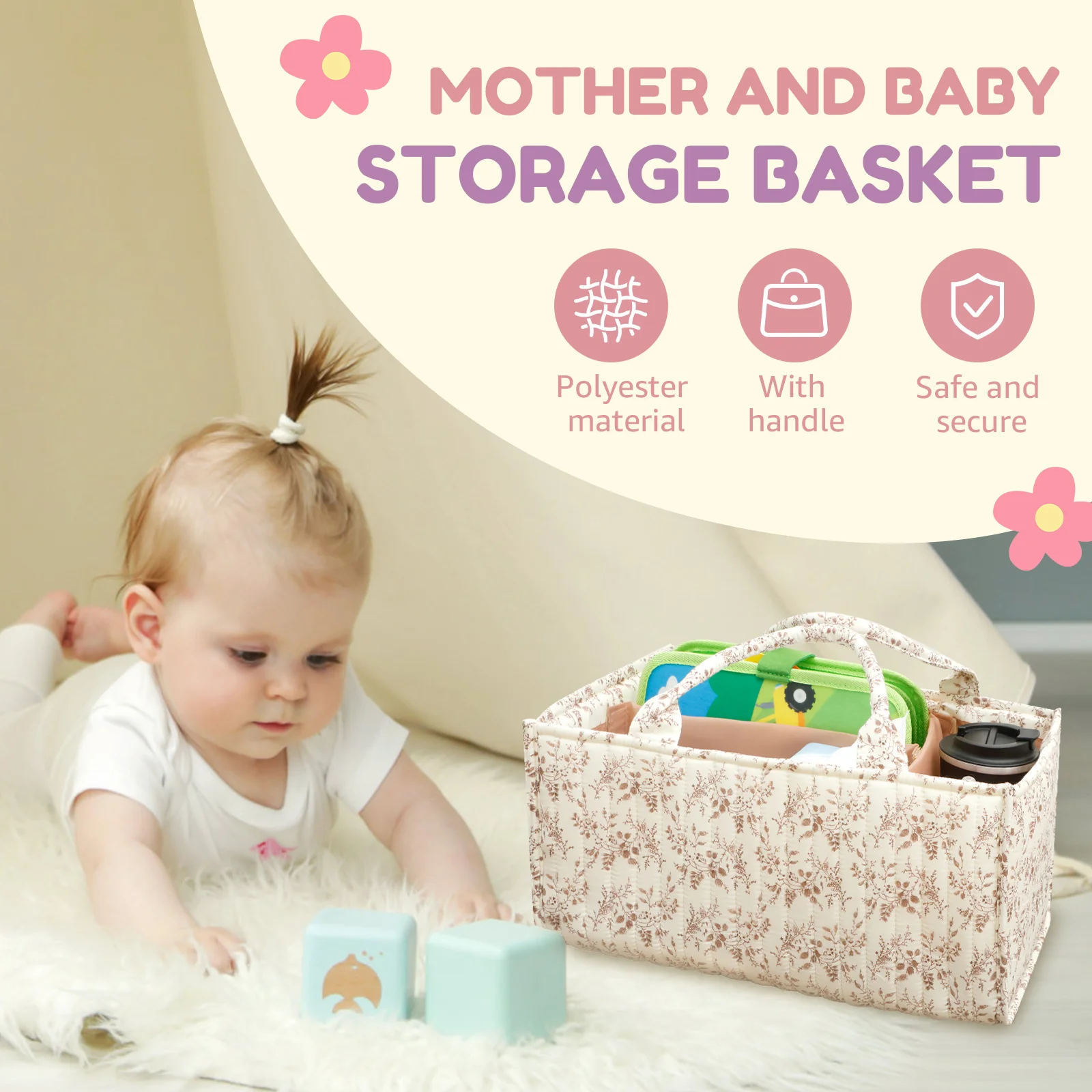 Floral Diaper Caddy Organizer  - Baby Nursery Organiser ulasan dan harga
