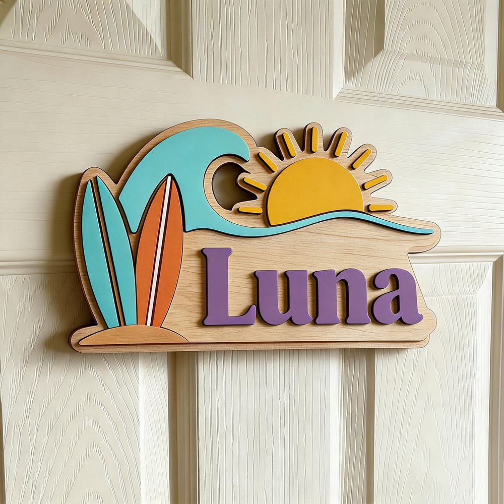 Custom Beach Wave Surfboard Su - Baby Nursery Sign ulasan dan harga