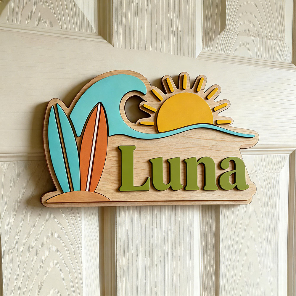 Custom Beach Wave Surfboard Su - Baby Nursery Sign ulasan dan harga