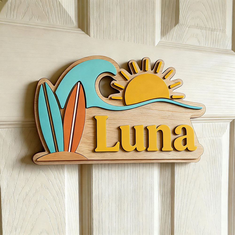 Custom Beach Wave Surfboard Su - Baby Nursery Sign ulasan dan harga
