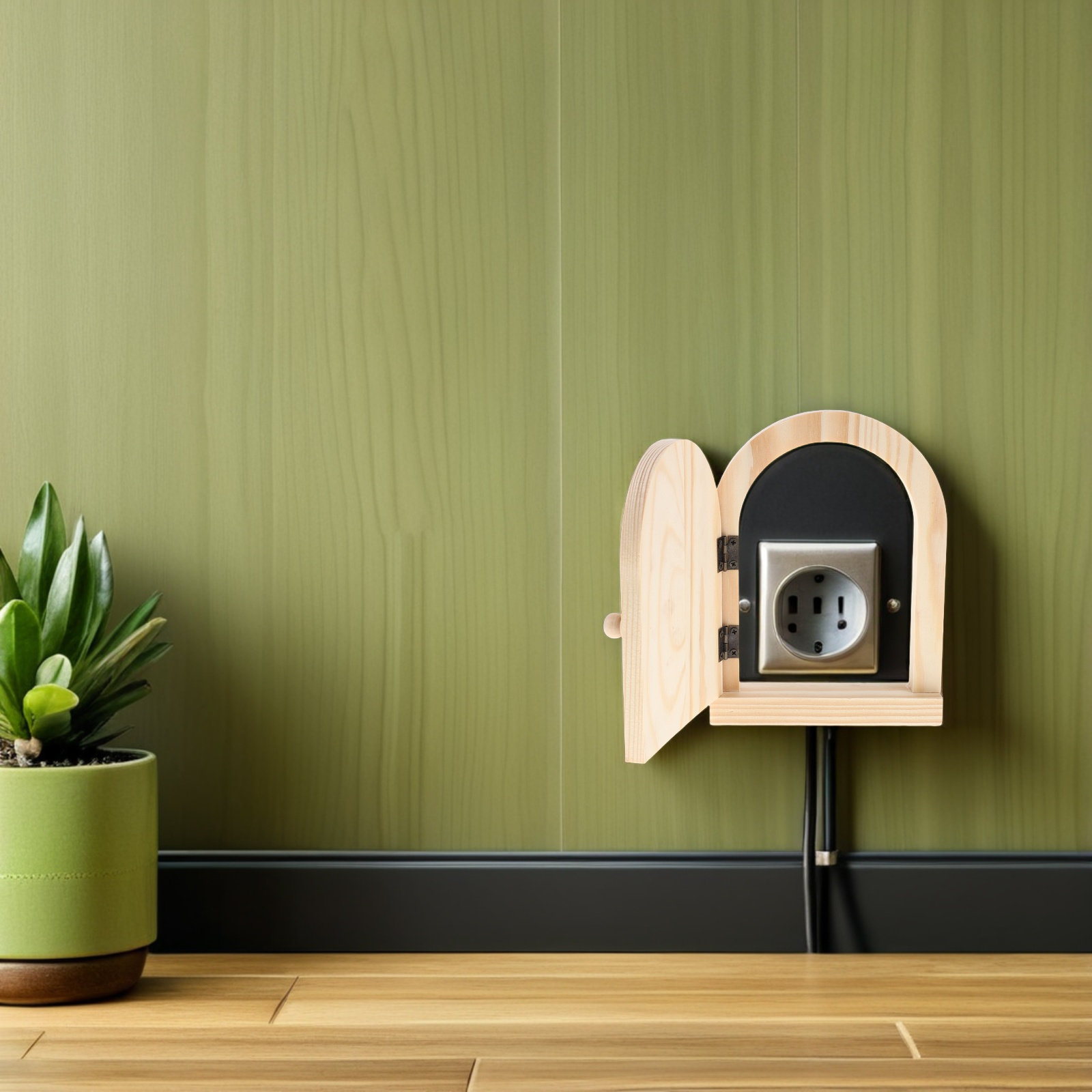 Wooden Door Shaped Outlet Cove - Outlet Cover Childproof ulasan dan harga