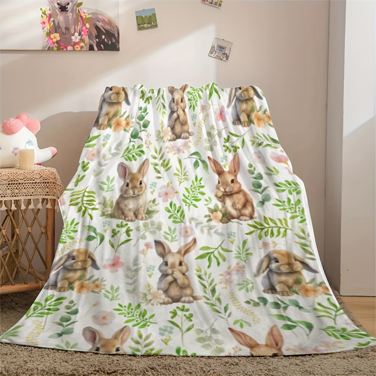VIKAMA Bunny Themed Throw Blan - Baby Nursery Themes ulasan dan harga